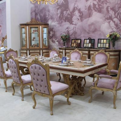 China Customized Size Luxury Design Home Furniture 8 Chairs Wooden Dining Table Set for sale