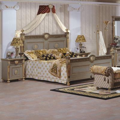 China Brand design sliver luxury antique color wood classic bedroom furniture with brass decoration for sale