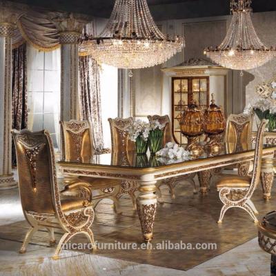 China Italian Baroque Style Brass And Wood Solid Wood Sets New Classic Design Luxury Design Dining Room Sets for sale