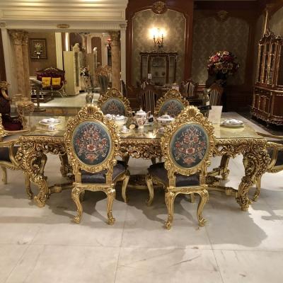 China Italy Fabric Luxury Golden Home Furniture For Velvet 8 Chair Dining Room for sale