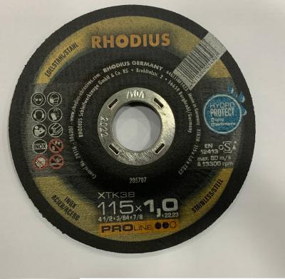 China RHODIUS 115mm 125mm 180mm Abrasive Cutting Discs WA Material Black Color for sale