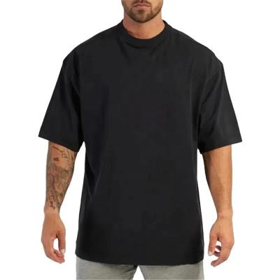 China Anti-wrinkle Custom Logo Softest 100% Cotton Oversized Hip Hop T shirt Men's Dropped Shoulder boxy fit Tee Shirt for sale