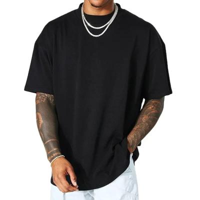 China Other Custom High Quality Men Mock Neck Plus size T-Shirt 100% Cotton Heavyweight Luxury Drop Shoulder Blank T-Shirt For Men for sale