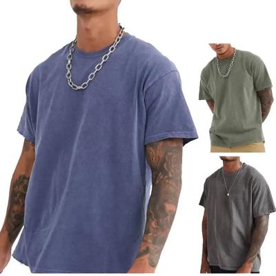 China Anti-wrinkle Streetwear hip hop wholesale men acid stone wash 100% cotton blank boxy t shirts customize oversized vintage t-shirt with logo for sale