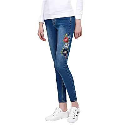 China DiZNEW Custom High Quality Fashion Waterproof Embroider Skinny Jeans Women Stretch Mid Waist Women Pencil Pants for sale