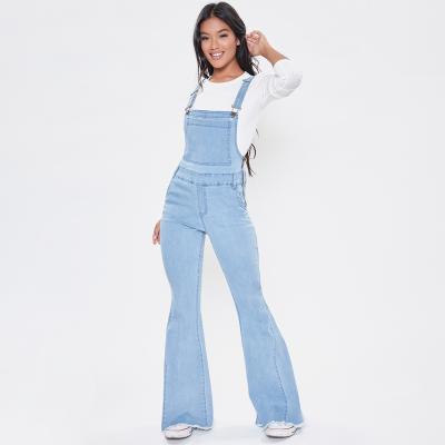 China DiZNEW Wholesale Waterproof Women Plus Size Bell Bottom Jeans Overalls Washed Denim Rocket Jeans for sale