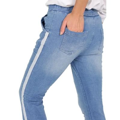 China DiZNEW Factory Custom Jeans Women Waterproof Striped Side Denim Slim Jeans for sale