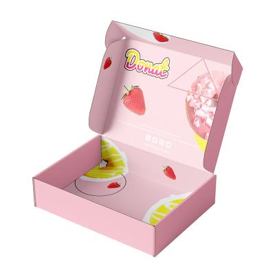 China Recycled Materials Folding Cardboard Flat Cookie Soft Shipping Box Packaging Custom Printing Party Dessert Donut Paper Box for sale