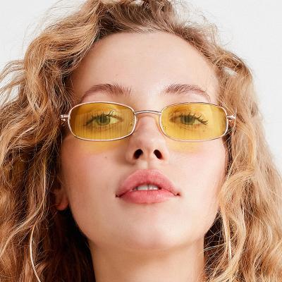 China Fashion Sunglasses 2021 Retro New Small Rectangle Sunglasses Men&Women Brand Designer Red Metal Frame Clear Glass Sun Glasses for sale