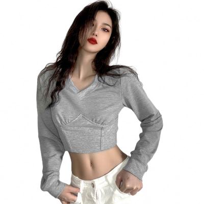 China Simple Autumn Pullover Casual Patchwork Ladies Activity Woman Crop Tops T-shirt 2020 Breathable Yishan Basic Women Shirts for sale