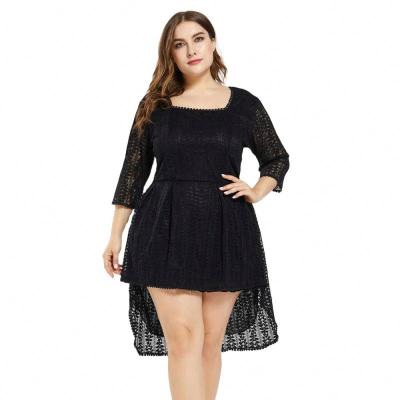 China 2021 New Irregular Viable Half Sleeve Square Neck Lace Swing Plus Size Women Dress for sale