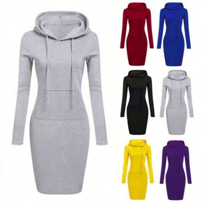 China Solid Color Knit Autumn Winter Women Hoodie Dress Breathable Women for sale