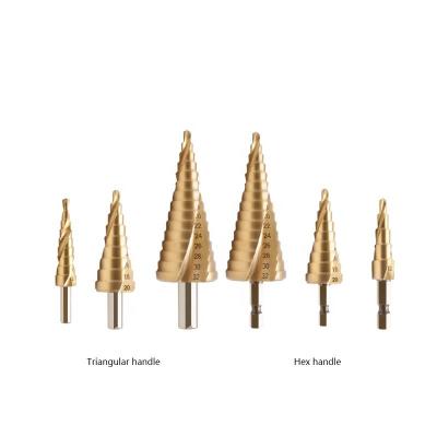 China New Product Fast Speed ​​Drilling New Product Triangular Hexagon Spiral Groove Step Shank Triangular Groove Step Drill Bit for sale