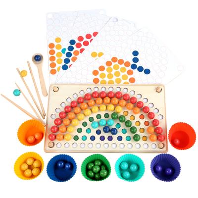 China Eductional Preschool Toys Rainbow Montessori Fine Motor Beads Color Matching Toy Math Games Matching Game Color Matching Toys Beads Counting Montessori Toys for sale