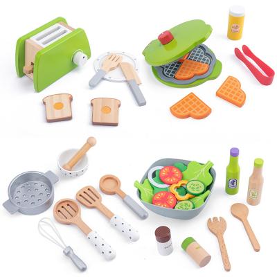 China Preschool Toy Kitchen Play Set Role Play Vegetables Cutting Play Tool Kitchen Wooden Cooking Toy for sale