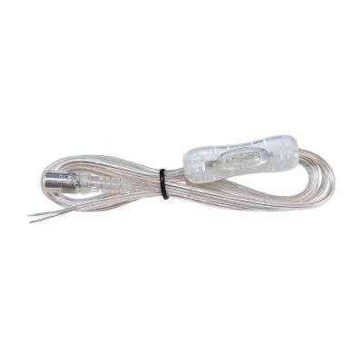 Китай Transparent Female DC Cable With Top Switch 5521 2m 22AWG Yigao 5521 Transparent Female DC Cable 5.5*2.1mm Female To Dual Core Wire DC Cable With 304 Button Switch продается