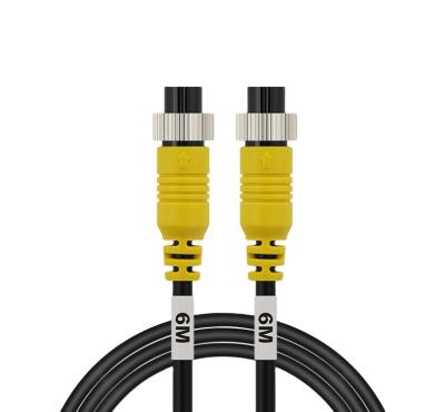 Chine Yellow 6m Car 2 Terminal Aviation Connector Female To Female Car Reversing Camera System Car Rear View Camera Extension Video Cable à vendre