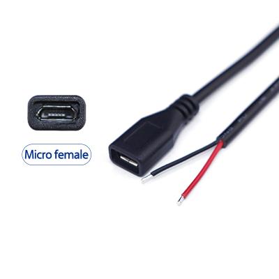 中国 Mobile Phone Micro Female 2 Core 0.3m Customize Micro USB Cable Female To 2 Core Wire Open End 販売のため