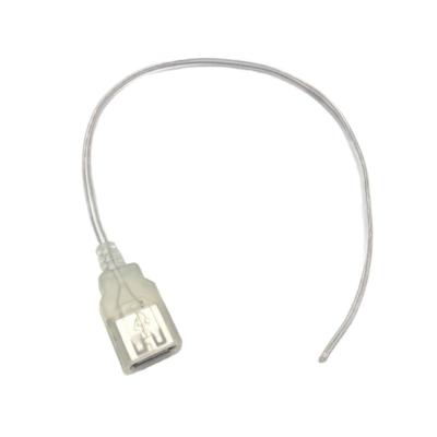 China MP3/MP4 Player 1m Translucent Whole Sale Custom Data Charging USB 2.0 A Female Type 2 To 2468 Wires Open End Cable Pigtail Charging CAE Te koop