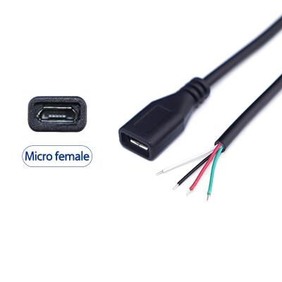 China Mobile Phone Micro Female 4 Core 0.3m Customize Micro USB Cable Female To 4 Core Wire Open End zu verkaufen