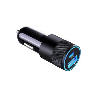 China Portable Smart Car Fast Charger Mobile Phone Qc3.0 Mobile Phone Qc3.0 Palladium Type C Quick Car Dual Charger for sale