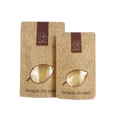 China Recyclable custom printed stand up brown kraft paper doypack kraft paper pouch with zipper snack candy dried fruit nuts bag for sale