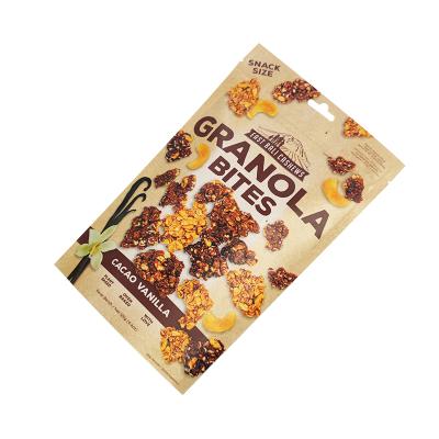 China Recyclable Custom Printed Nut Snacks Food Packaging Bag Stand Up Kraft Paper Zipper Bag With Aluminum Foil for sale