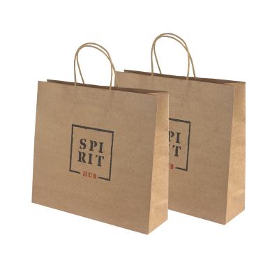 China Customized Recyclable Take Away Food Bag Fashion Shopping Bag Brown Kraft Paper Bags With Your Own LOGO for sale