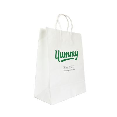 China Recyclable Kraft Gift Shopping Paper Bag With Handle Logo White Brown Food Handmade Custom Biodegradable OEM Eco Friendly Service Accepted for sale