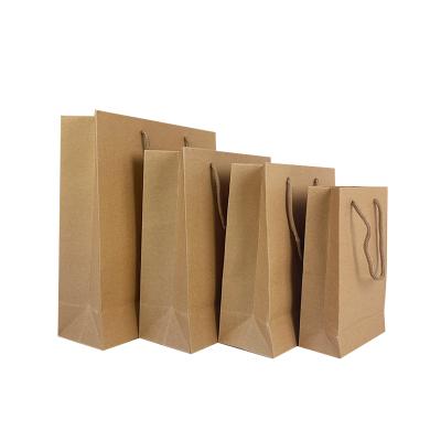 China Recycled Materials Hot Sale Custom Recycled Recyclable Brown Rope Handle Bags Square Bottom Kraft Paper Bag Food for sale