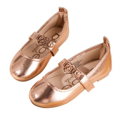 China Flat 2020 New Lovely Princess Girls Shoes Wholesale Children's Shoes Rose Gold Children's Shoes for sale