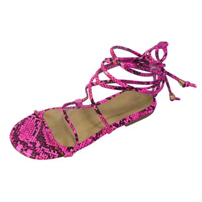 China Plus-Size Flat Women's Snakeskin Sandals Breathable Shoes With Flat Sandals for sale