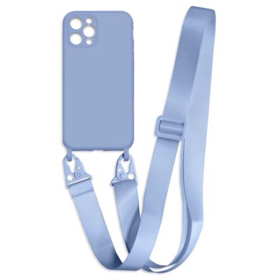 China Anti-drop Liquid Silicon Lanyard Necklace Shoulder Neck Strap Rope Mobile Phone Case For iPhone 12mini/12/12pro/12 pro Max Case for sale