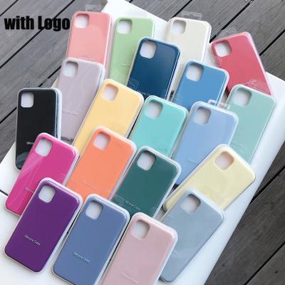 China Shockproof Shockproof LOGO Support Rubber Silicone Phone Case For iPhone 13 Pro 12 11 Xsmax Shockproof Mobile Back Cover Original Liquid Silicon for sale