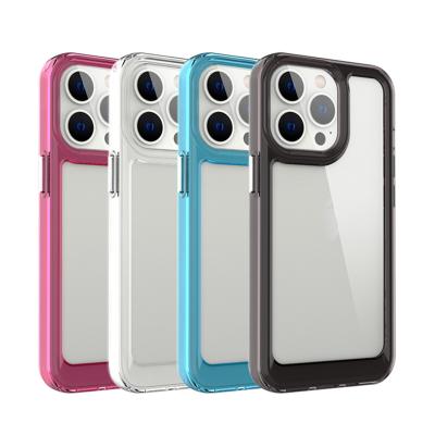 China 2022 New Plated Shockproof Shockproof Button Clear Acrylic Phone Cover For iPhone 13 Space Back Case Mobile Guard For 13 pro 11 xr max xs for sale