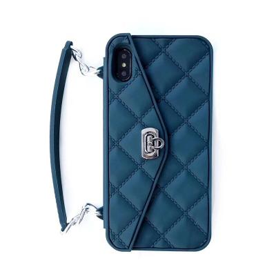 China Insti Style Handmade Portable Handbag Square Pearl Chain Phone Case Women Shoulder Leather Phone Case For iPhone Pro 12 11 Max Fit 100% Perfect Fit 13 100% for sale