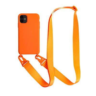 China 2021 Shockproof Shockproof Silicone Cross - Body Phone Case 3 Sides With PP Collar Strap Hook Soft Touch For iPhone 12/12 Pro 12 Max Pro for sale