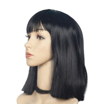 China Barely Shedding Design Thick Soft Fashion Cheap 8 Inch Peruvian Human Hair Short Lace Front Closure Short Bob Wig With Baby Hair for sale