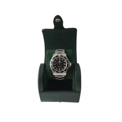 China PU Watch Box Case Green PU Leather 1 Slot Watch Holder Boxes for sale