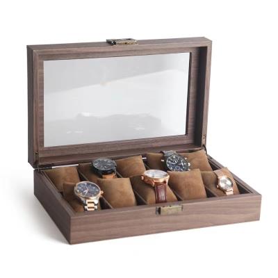 China Wood In Low MOQ Stock Custom Logo Wooden Watch Box Watch Case for sale