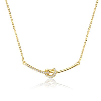 China TRENDY INS Style Necklace Inlaid Zircon Genuine S925 Sterling Silver Necklace 14K Gold Plating Geometric Design Clavicle Chain for sale