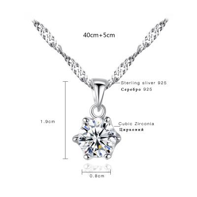 China Wholesale S925 Sterling Silver Fashion Zircon Pendant Necklace FASHIONABLE Korean Style Gemstone Pendant Necklace for sale