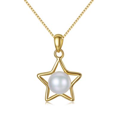 China FASHIONABLE Wholesale Custom 925 Sterling Silver Jewelry Star Shape Freshwater Big Pearl Pendant Necklace for sale