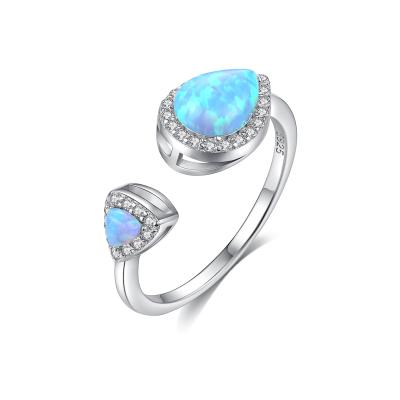 China Diamond Encrusted Round Shape Romantic Sterling Silver Unique 925 Opal Delicate Western Style Ring Fashionable Ring For Lady for sale