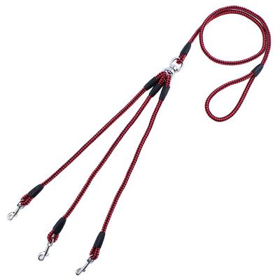 China Custom 2/3 Way Couplers Pet Running Dog Leash Walking Lead Long Braided Double Nylon Dog Leash Rope for sale