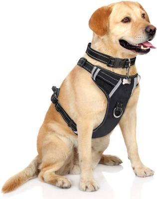 China Reflective No Pull, Oxford Adjustable Reflective Outdoor Vest, Front/Back Leash Clips Pet Harnesses Set With Dog Collar for sale