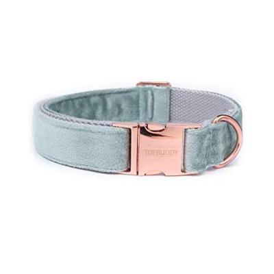 China Personalized Colorful Comfortable Velvet Dog Collar Leash Set Rose Gold Metal Buckle Adjustable for sale