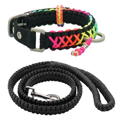 China OEM Paracord Adjustable Nylon Dog Collar Cloth Strap Dog Collars Reflective Custom Leashes for sale