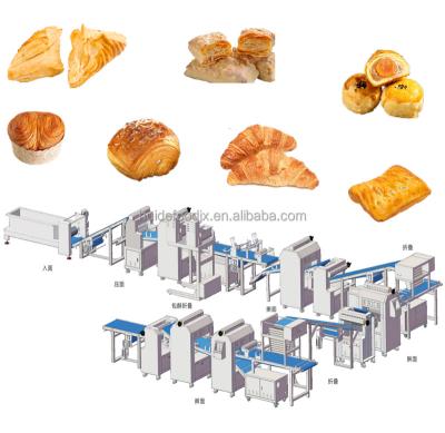 China Automatic Puff Pastry Croissant Snack Factory Guangzhou Huide Stainless Steel Pastry Bread Making Machine Pastry Bread Production Line for sale