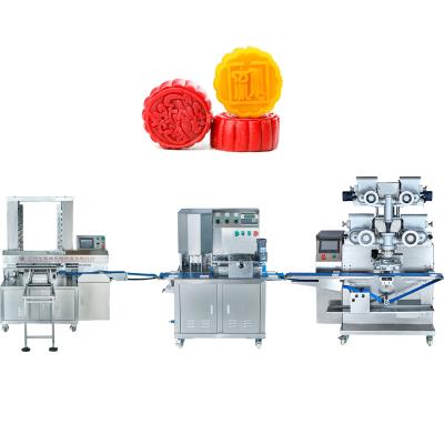 China PLC Controlled HUIDE Four Hoppers Encrusting Machine High Efficiency Stamping Machine For Moon Cake Forming Production Line for sale